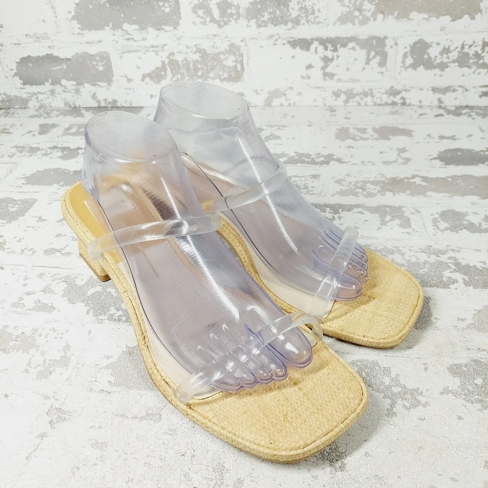 NEW Dolce Vita Cream Clear Strap Open Toe Slip On Low Heel Sandals V383 - Picture 4 of 12